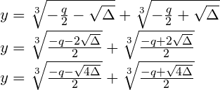 Obliczenie pierwiastka równania metodą
 Cardano dla dodatniego wyróżnika